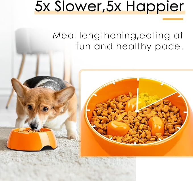 Super Design Slow Feeder Dog Bowl, 3 Cup, Non-Slip, Heat-Resistant, Sturdy, Dishwasher Safe, Suitable for Large Dogs