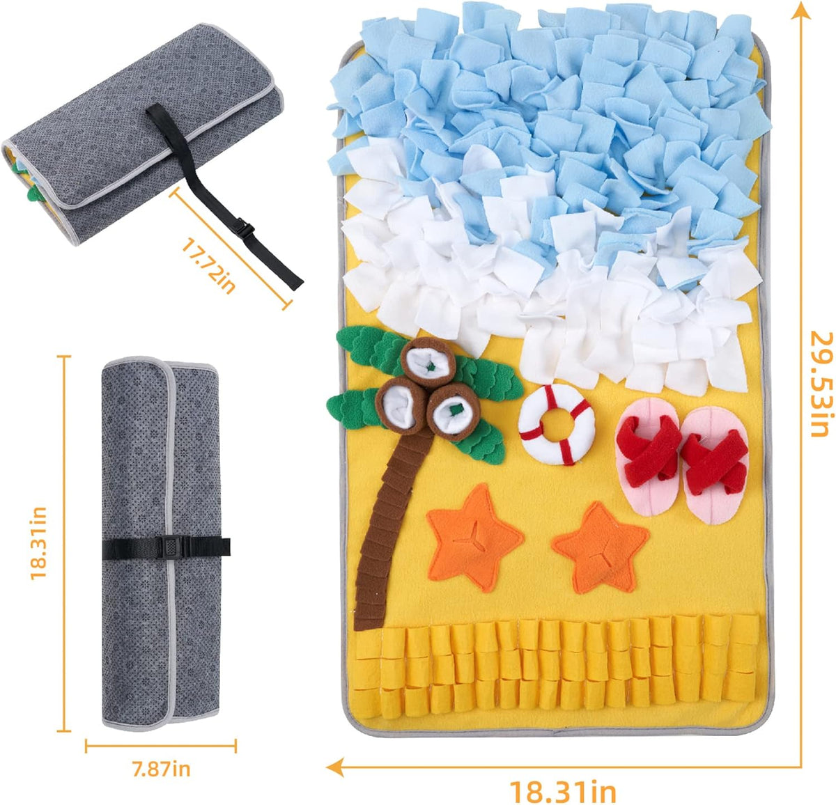 Dog Snuffle Mat — Ocean Beach Foraging Design, 30×18”, All Breeds