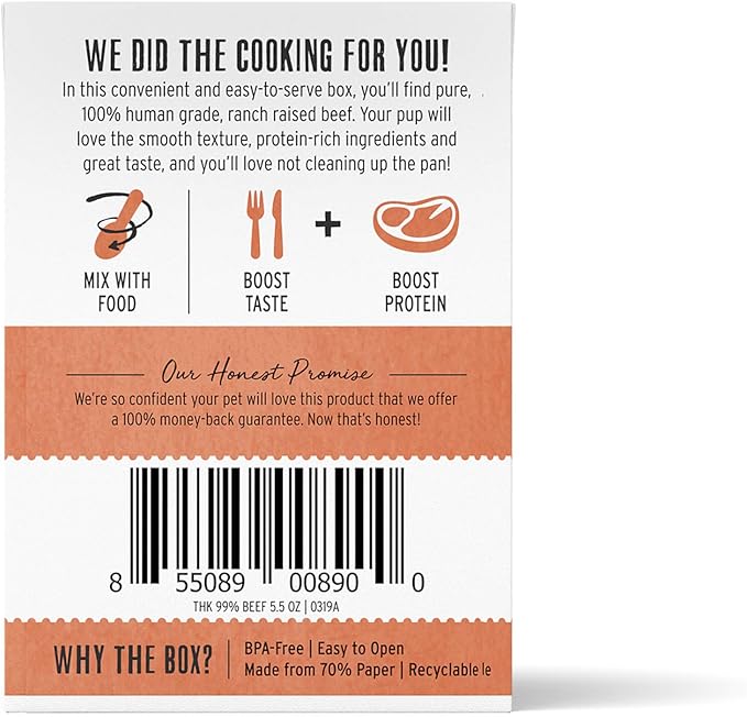 The Honest Kitchen Meal Booster: 99% Beef Dog Food Topper, 5.5 oz (Pack of 12)