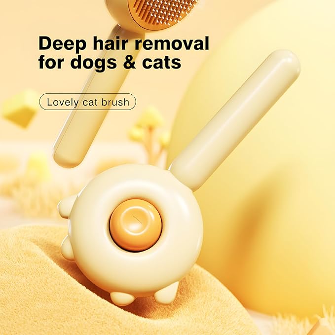 Pet Grooming Brush for Cats and Dogs, Self-Cleaning Sliker Brush for Removes Loose Undercoat, Mats, and Tangled Hair, Shedding Brush for Short or Long Haired Cats/Dogs (White-B)