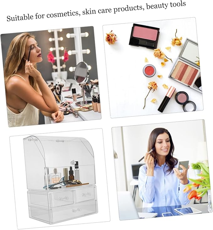 VICASKY Sleek Acrylic Cosmetic Storage Box Lid Desktop Organizer for Makeup Stationery for Valentine Day Birthday