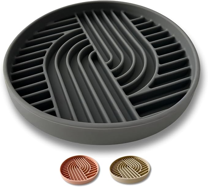 Gray Silicone Slow Feeder Bowl for Dogs, Cats and Pets by Stella and Bear Co.