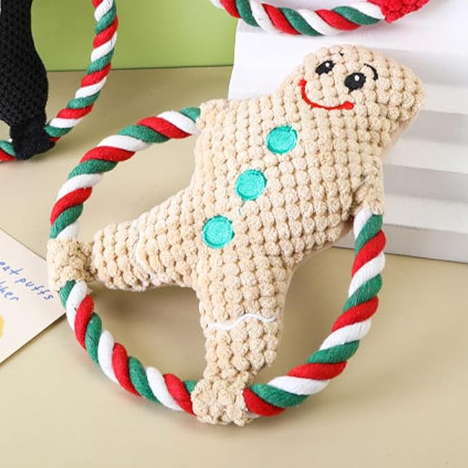 Squeaky Plush Dog Toys for Anxiety Relief & Teeth Maintenance | Cute Cartoon Interactive Stuffed Toy for Dogs/Cats | Trusted Chew - Strong Material, Portable Pet Plaything (Brown)