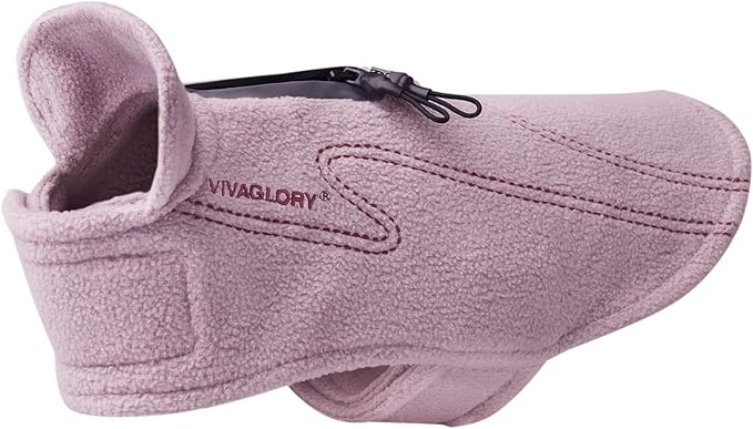 VIVAGLORY Dog Fleece Coat Warm Jacket with Hook and Loop Fastener, Easy to Take on and Off, Winter Vest Sweater for Small Medium Large Dogs Puppy Windproof Clothes for Cold Weather, Pink, XXS