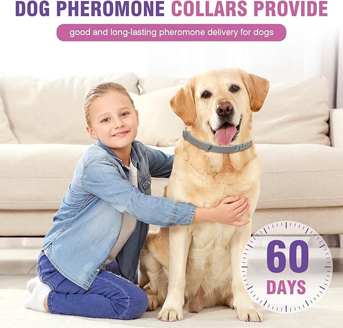 Calming Collar for Dogs 4 Packs Lasts 60 Days Dog Pheromone Anti Anxiety Calm Collars to Relieve Stress and Bad Behavior Like Separation Adjustable 25 Inches for All Small Medium and Large Dogs