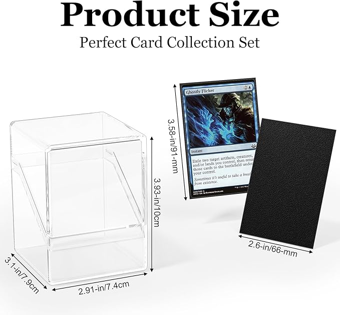 Card Deck Case, Deck Box with 100 Pack Card Sleeves and Divider, Standard Clear Commander Cards Storage Box Perfect Fit for MTG, Sport, Trading Cards (Black)