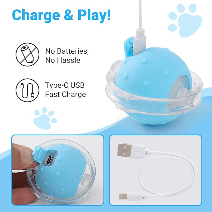 Interactive Cat Toys for Indoor Cats Fast Rolling Ball, Automatic Motion Activated Ball, Hide and Seek for Indoor Exercise Toys, Real Bird Squeaky for Kitten Exercise Kicker