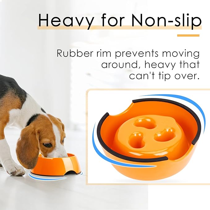 Super Design Slow Feeder Dog Bowl, 1 Cup, Nonslip, Heat-Resistant, Sturdy, Suitable for Small to Medium Sized Dogs Orange S