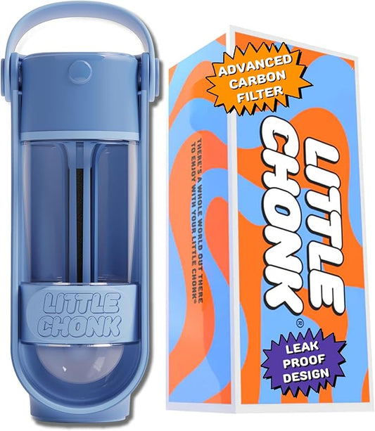 Lil Gulp Water Bottle | Advanced Carbon Filtration for Safe Filtered Water on The Go | BPA-Free Leak-Proof Portable Dog Travel Water Bottle with Retractable Water Spout, 15 Fl oz - Blue