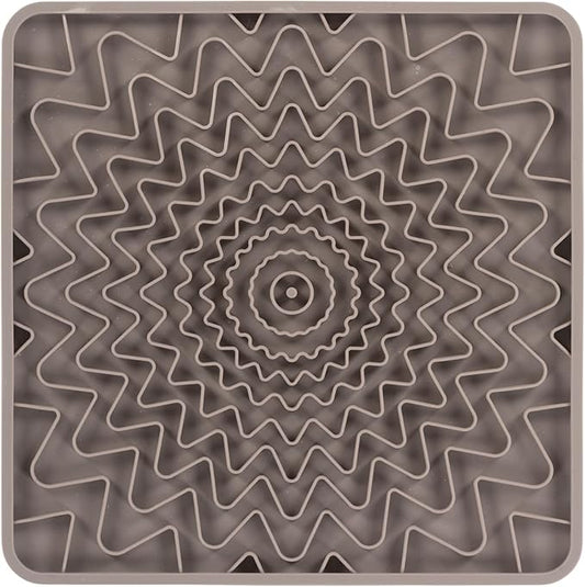 Messy Mutts Framed Silicone Therapeutic Licking Mat | 9.5" x 9.5" | Slow Feeder Mat for Boredom & Anxiety | Lick Pad for Dogs & Cats | Grey