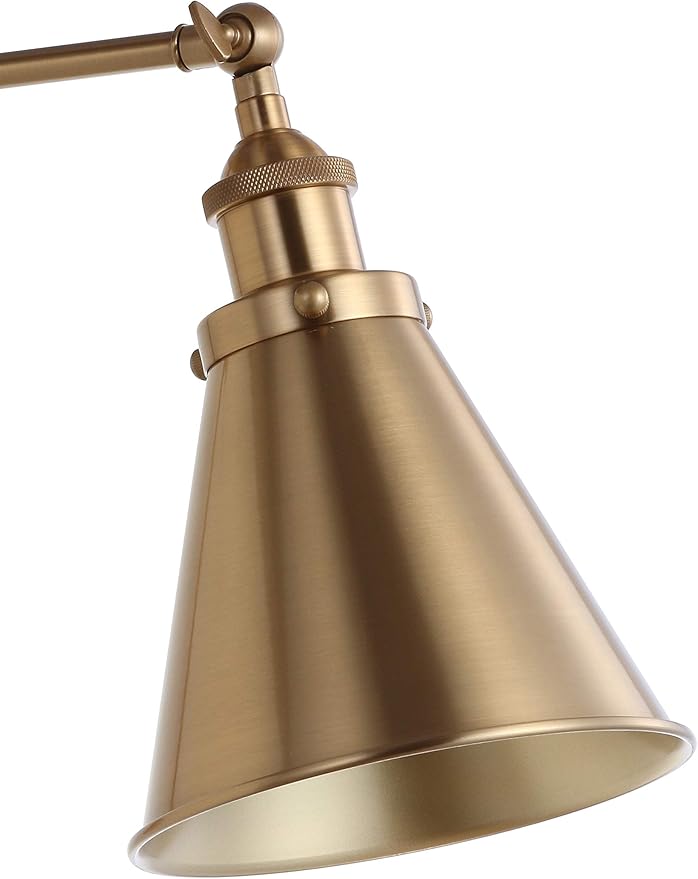 JONATHAN Y JYL7461A Rover 7" Farmhouse Industrial Adjustable Arm Metal LED Wall Sconce Rustic Bohemian 2700K LED 4W Bulb for Entryway Lobby Kitchen Bathroom Bedroom Living Room Hallway, Brass Gold