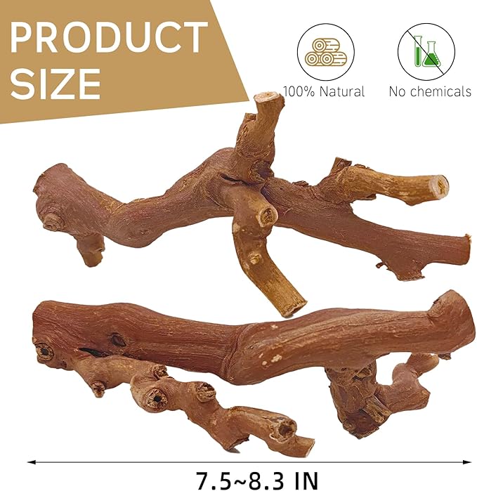 kathson 2PCS Wood Hamster Climbing Branches Decor, Natural Wooden Syrian Hamster Climb Chewing Toys, Rat Exercise Toys, Small Animal Habitat Decor Accessories for Dwarf Pets, Gerbils, Mice (7.8IN)