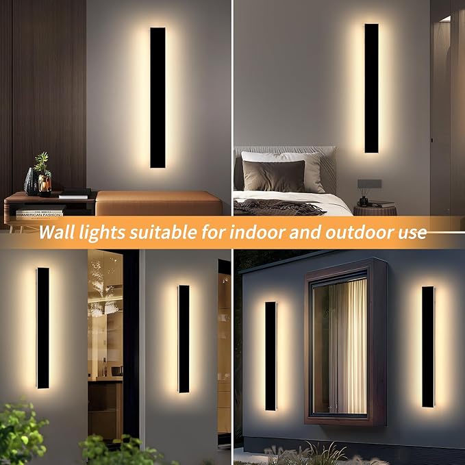 Mikeru 31.4inch Outdoor Wall Light Fixtures, 3000k Exterior Wall Sconces, Acrylic Invisible Exterior Wall Light for Porch Modern Outdoor Wall Mount Lighting for House Porch Patio Garage