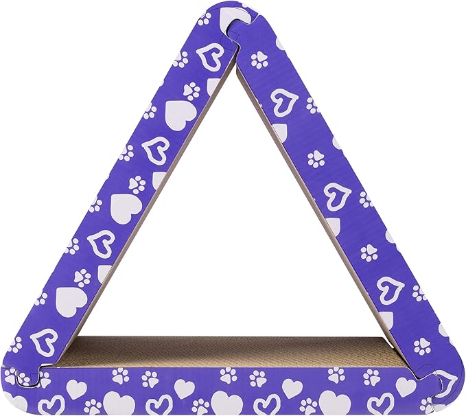 Navaris 3-in-1 Cat Scratcher - Triangle Design Cardboard Cat Scratchers - Easy Assembly Board House for Cats - Large Multi-Sided Scratch Pad, Mat Bed - 44.5cm