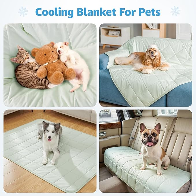 PICK FOR LIFE Cooling Blanket for Dogs, 0.4 Q-MAX Pets Cooling Comforter Throw for Bed Cover, Summer Blanket for Large Dogs Washable, Soft Lightweight Cold Mats for Pet Hot Weather (30"×40"/Green)