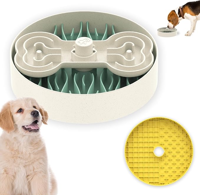 Puzzle Feeder Green Dog Bowl & Accessories, Slow Feeder Bowls for Dry, Wet, and Raw Food, Puzzle Food Bowls for Large Dogs