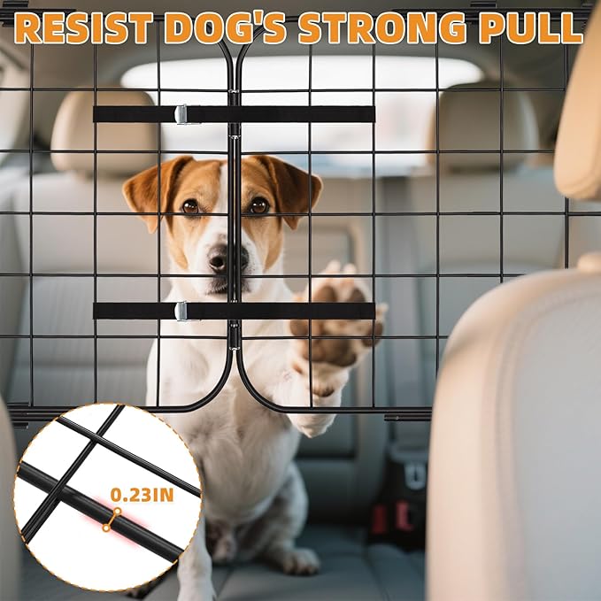 KOOLTAIL Dog Barrier for SUV, Heavy-Duty Adjustable 35.4”-57” Dog Car Barrier for Cargo Area, Foldable Stable Wire Mesh Pet Gate, Universal Fit for SUV, Van, Hatchback, Truck, 3-Panel