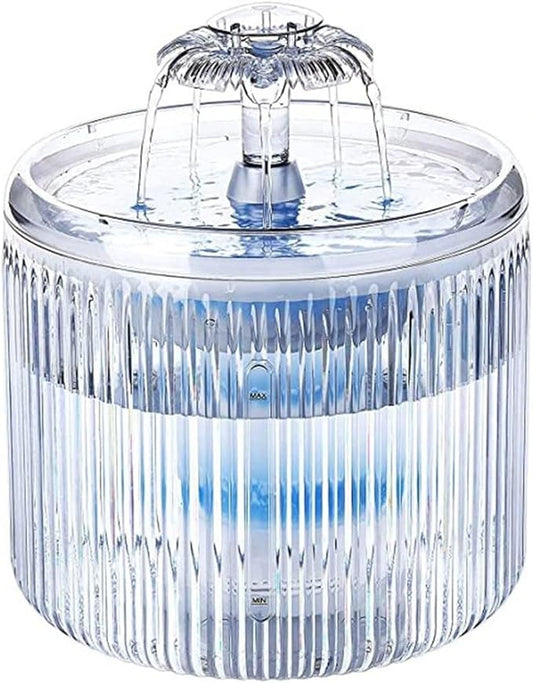 Smart Transparent Pet Water Fountain for Cats & Dogs, Automatic Drinking Bowl with 3 Flow Designs
