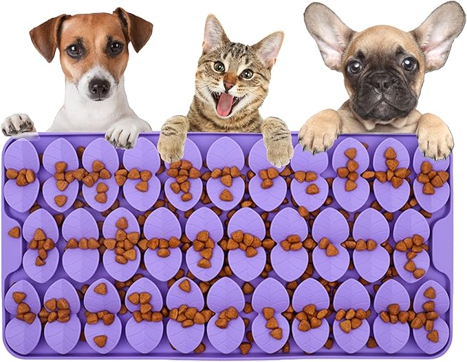 Silicone Snuffle Mat for Dogs Slow Feeder Lick Mat with Suction Cups Dogs Sniff Mat Dogs & Cats Entertainment Toys for Boredom(Purple)