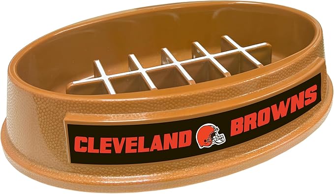 NFL Super-Bowl - Cleveland Browns Slow Feeder Dog Bowl. Football Design Slow Feeding Cat Bowl for Healthy Digestion. Non-Slip Pet Bowl for Large & Small Dogs & Cats