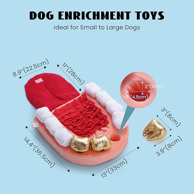 Nocciola Interactive Teeth Dog Toys – Enrichment Puzzle Funny Dog Toy for Small to Large Dogs, Non-Slip Hide and Seek Dog Toys to Keep Dogs Busy