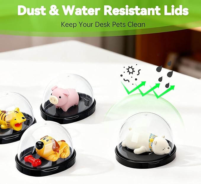10 Pack Desk Pet Containers, Individual Desk Pet Domes, Clear Plastic Small Storage Box, with Secure Snap Lid, Protect Pets from Dust and Water, Ideal Accessories for Most Desktop Pets