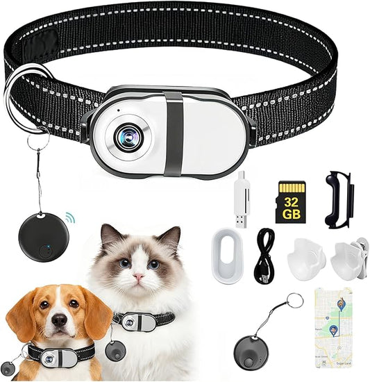 PRRPRR Pet Camera Collar – 1080P HD, 4-Hour Battery, 32GB Storage & GPS Tracker (iOS)