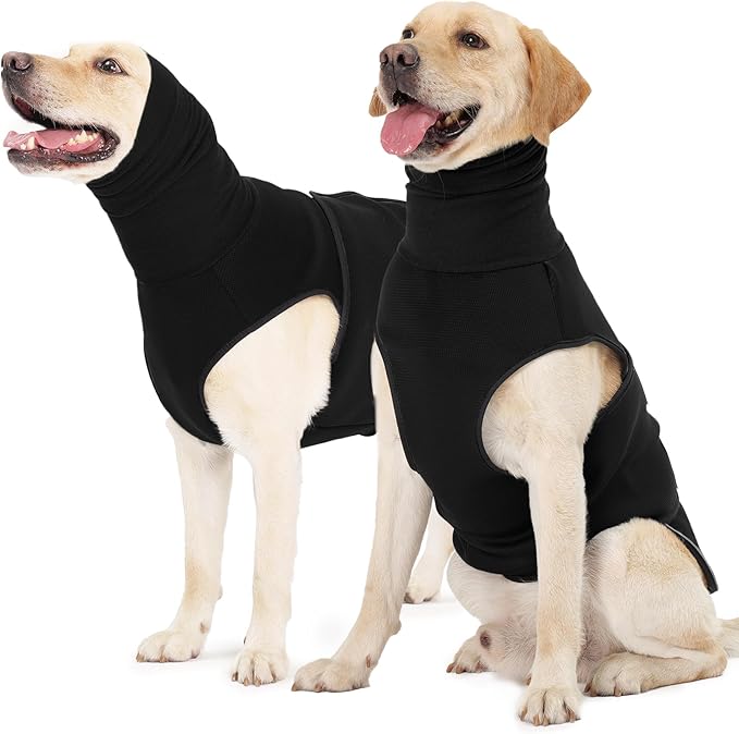 ROZKITCH Dog Anti-Anxiety Vest, Breathable Jacket for Fireworks & Travel, Adjustable Calming Hoodie for Noise Block & Ear Protection Black 3XL