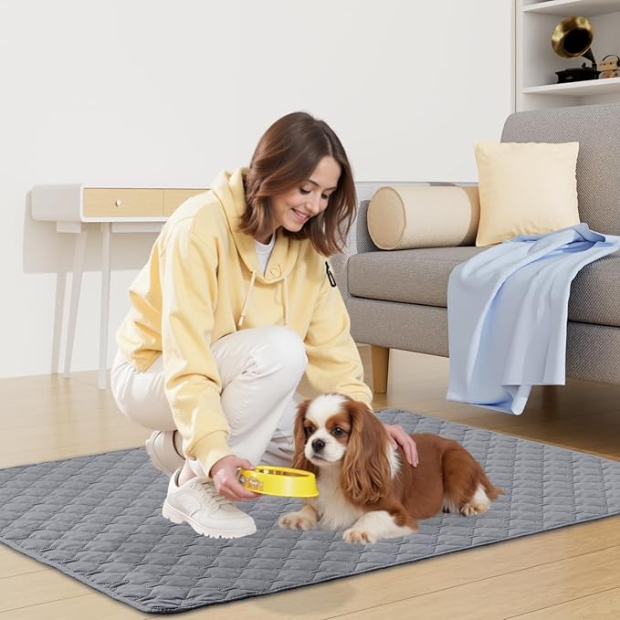 Smiry Waterproof Dog Bed Cover Blanket, Soft Reversible Pet Blanket, Washable Leakproof Cats Dogs Couch Cover for Sofa, Couch, Furniture, Plaid (82x82 Inch, Grey/Light Grey)