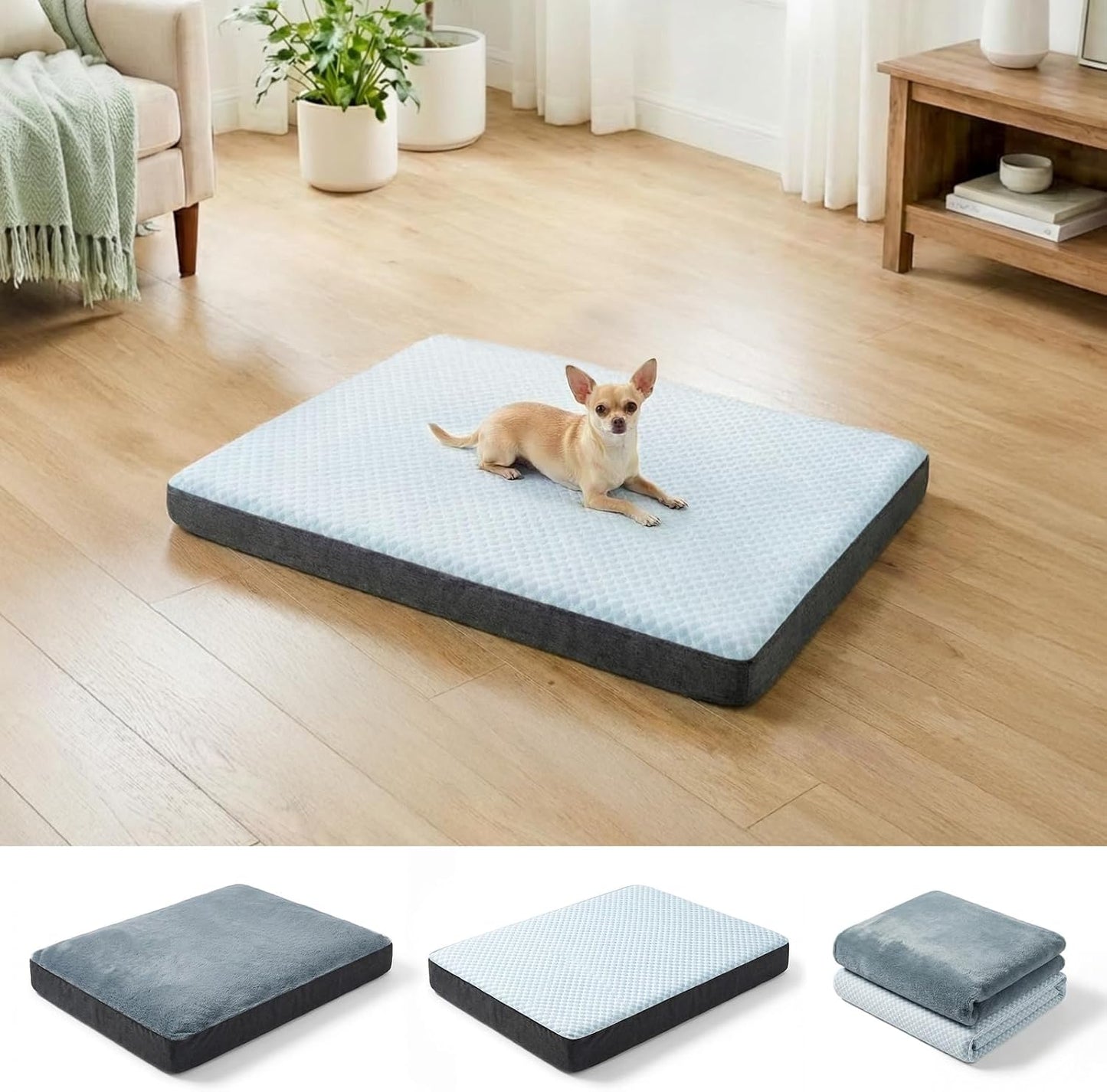 Orthopedic Dog Bed with Dual-Season Covers — Waterproof, 35×22”, Up to 30lbs