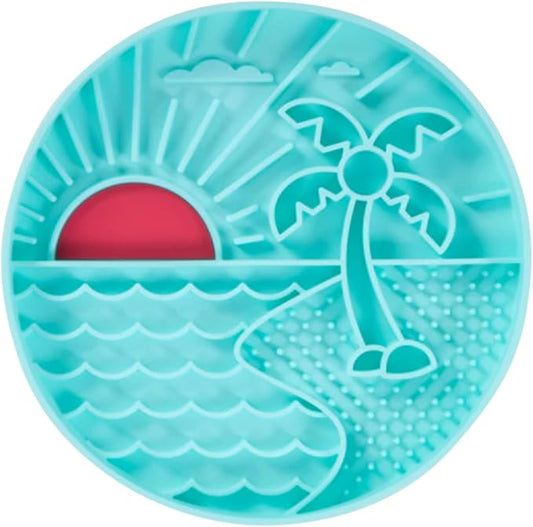 Messy Mutts and Cats Interactive Slow Feeder | Beach Teal - 2 Cup Capacity | 8” Round Silicone Puzzle Slow Feeder for Dogs/Cats | Enrichment Food Dish for Slow Eating, Bloating