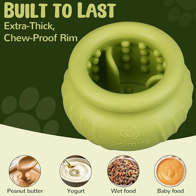 Wobbly Dog Enrichment Lick Toy, Stuffable Frozen Lick Bowl to Keep Dogs Busy, Long-Lasting Interactive Treat Dispensing Dog Toy, Silicone Fetch Catch Chew Toy(Green,L)
