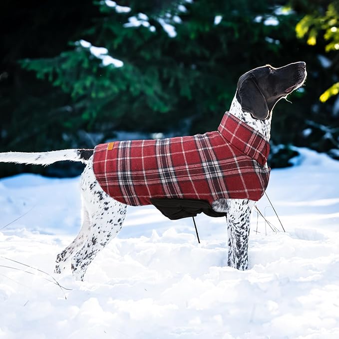 Kuoser Warm Dog Coat, Waterproof Dog Coats for X-Small Dogs, Adjustable Durable Doggie Winter Jacket Reversible Cozy Puppy Cold Weather Apparel from Small to Large Breed, Red XS