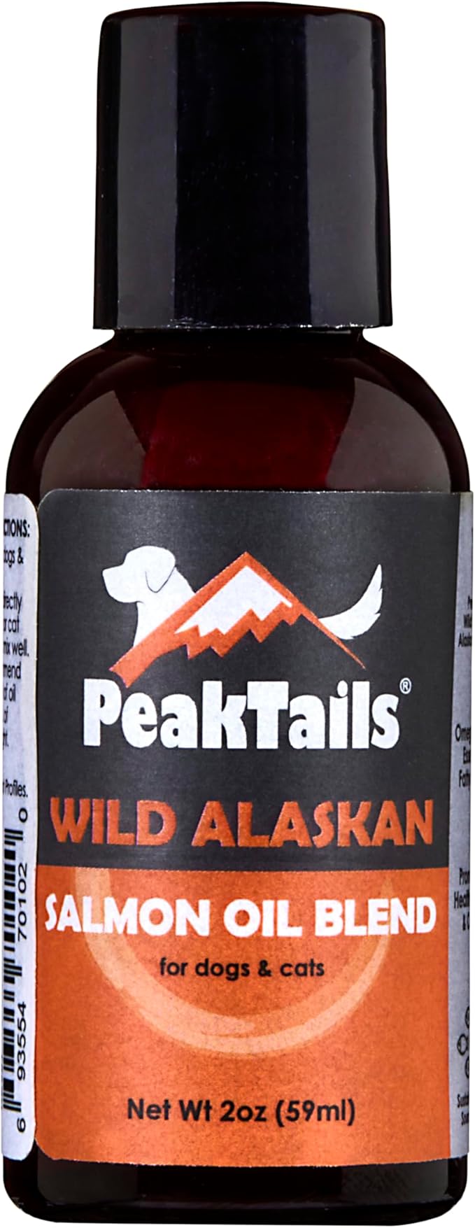 PeakTails Wild Alaskan Omega-3 Blend – Pollock + Salmon Oil for Dogs – Natural Fish Oil with Omega 3 & 6 – Skin & Coat Support – Made in USA – 2 oz Trial Size