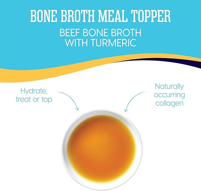 Solid Gold Beef Bone Broth for Dogs - Grain Free Dog Food Topper Rich in Collagen and Superfoods - Nutrient Dense Dog Gravy Topper for Dry Food - Promotes Gut Health and Hydration - Single