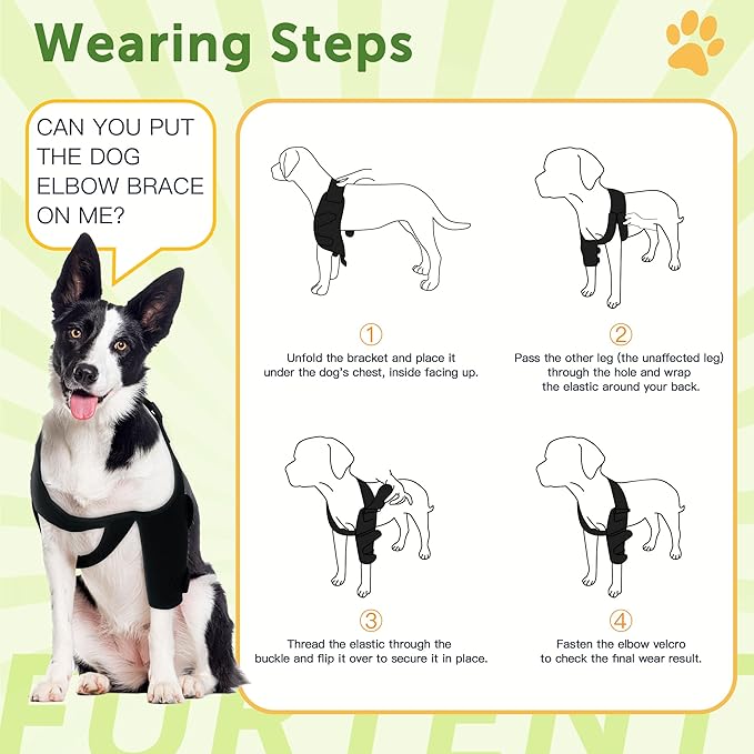 Dog Front Leg Brace for Elbow Dysplasia, Shoulder Dislocation, Hygroma, Pet Prevent Licking Wound Elbow Protector, Avoid Cone of Shame, Abrasion Resistant Dog Recovery Sleeve, M