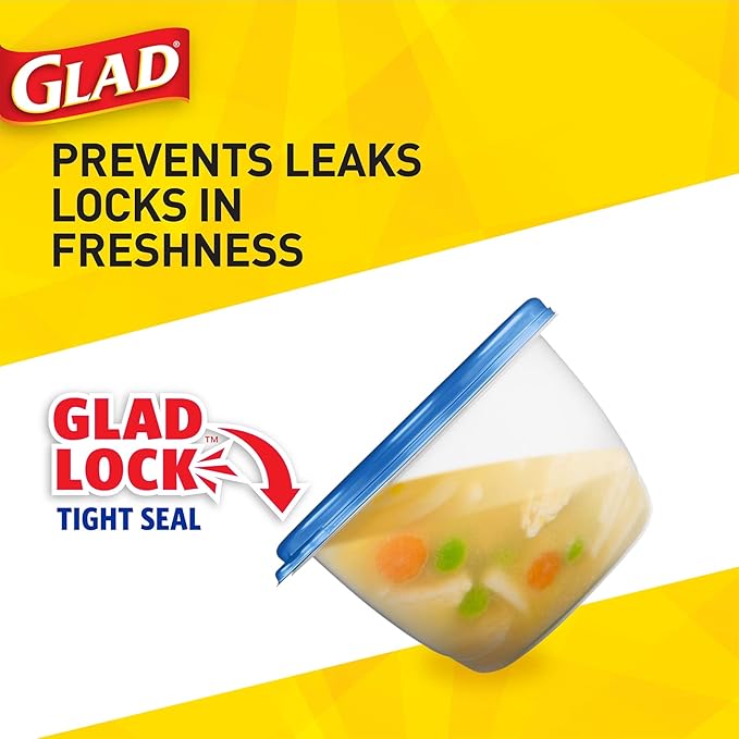 Glad GladWare Mini Round Food Storage Containers - Small Meal Container Holds up to 4 Ounces of Food - Lock Tight Seal, 8 Count - 12 Pack
