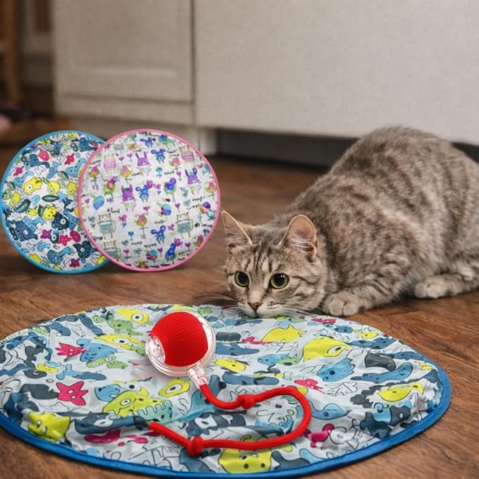 Interactive Mouse-Catching Cat Toy with Motion Sensor | Rechargeable Ball with Beep & LED Lights | Engaging Game for Indoor Cats, Reduces Boredom & Encourages Play (Pink Single Layer)