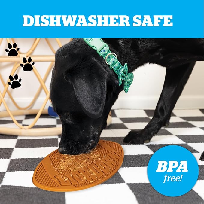 BigMouth Football Silicone Lick Mat for Dogs and Cats, Slow Feeder Enrichment Pad, Dishwasher Safe Anxiety Relief Toy