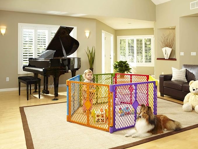 Toddleroo by North States - Superyard Colorplay Baby Play Yard: Freestanding 6-Panel Baby Playpen - Indoor or Outdoor Use - Made in USA - Encloses Up to 18.5 Square Feet - 26 Inches Tall - Colorplay