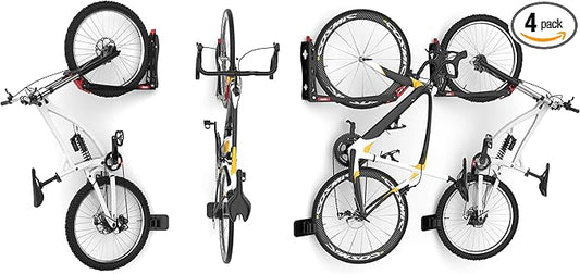 TORACK BIKEPAL No Lifting Swivel Bike Racks, Space Saving Wall Mounted Bike Holder for Garage, Bike Wall Hangers for Vertical Bike Storage (4 Pack)