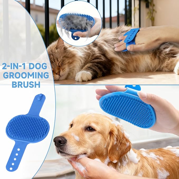 3PCS Pet grooming kit ,Pet hair removal glove | Dog Bath Brush | Pet Grooming Glovesc, Newly Upgraded Reusable Electrostatic Pet Hair Gloves & dog bath gloves for dog grooming & pet hair cleaning