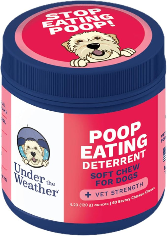 Under the Weather Pet No Poo Chews for Dogs | Vet Formulated Poop Eating Deterrent for Dogs | Canine Daily Chews to Help Stop Eating Poop | Coprophagia Support Supplement for Pups | 60 Count