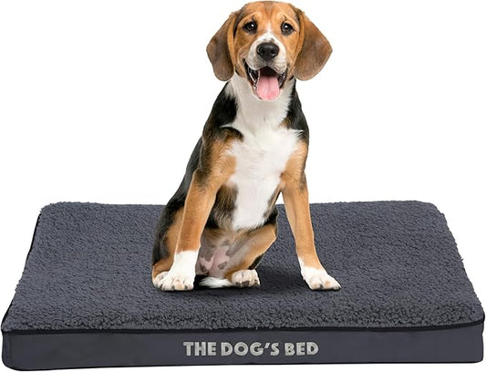 The Dog’s Bed Orthopedic Dog Bed, Medium Grey Plush, Waterproof, Supportive Dog Bed with Washable Replaceable Covers