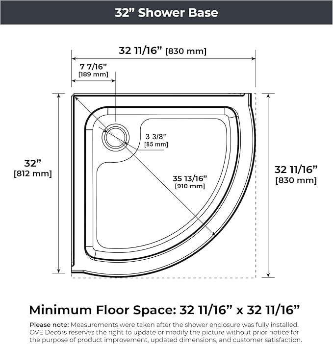 OVE Decors Breeze 32 in. Corner Shower Clear Sliding Door with Base in Satin Nickel Finish