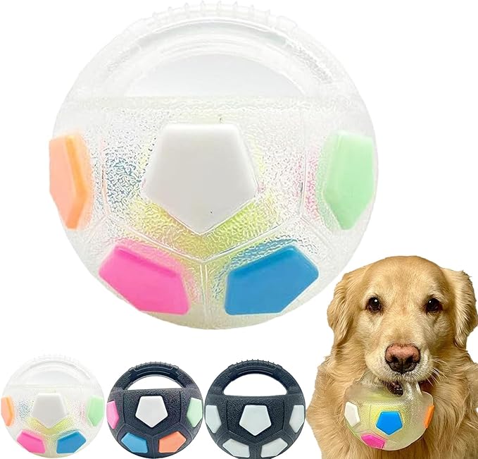 TPR Dog Soccer Ball, Animal Dog Toys Soccer Ball TPR Interactive Cat Balls, Dogs Calming Balls with Handle, Toys Indestructible for Aggressive Chewers, Squeaky Floating for Dogs