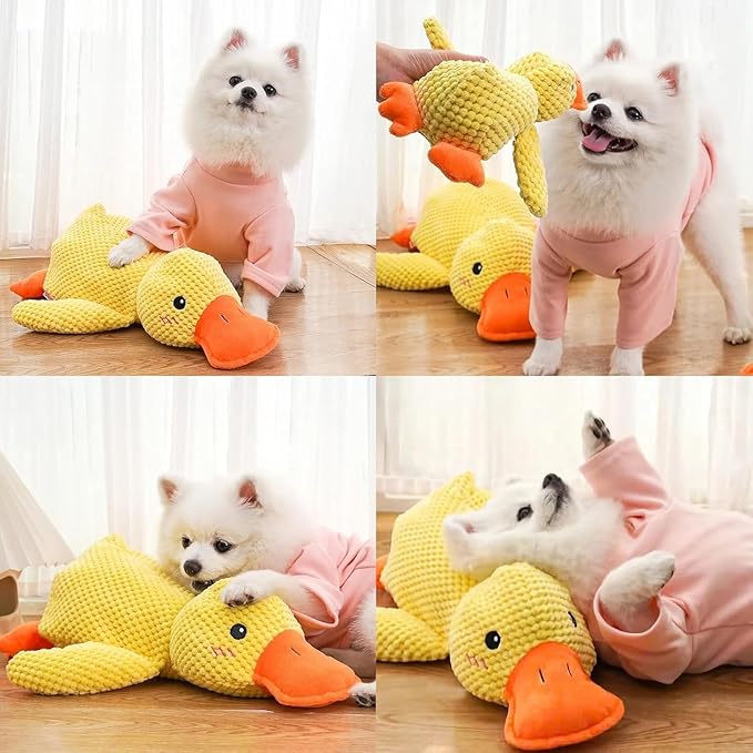 Calming Duck Dog Toy 2024 Upgrade - Mellow Indestructible Robust Chew Resistant Squeaky Toy (L)
