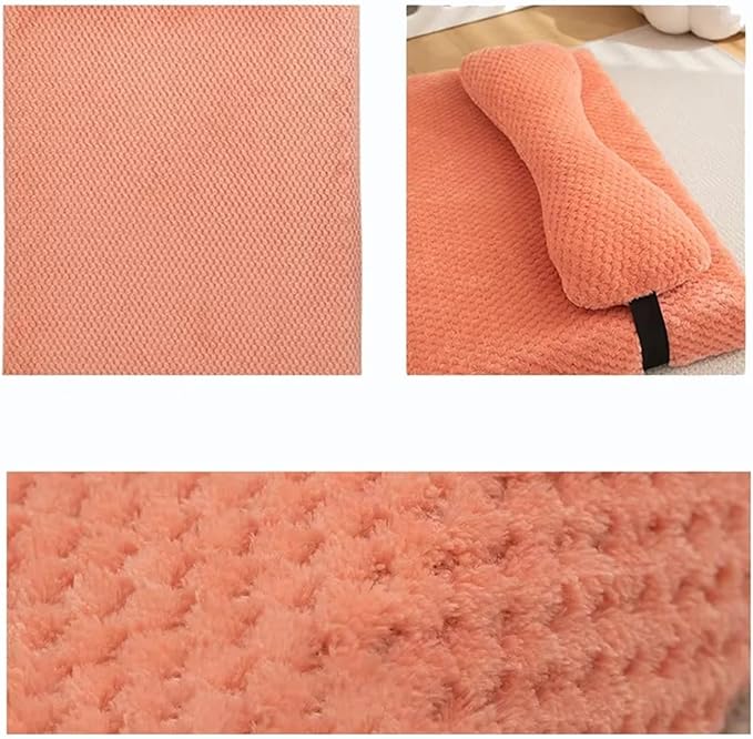 Calming Dog Bed with Pillow, Fluffy Plush Mat with Removable Cover - 4 Sizes for Large Medium Small Dogs & Cats, Machine Washable(Pink,X-Large)