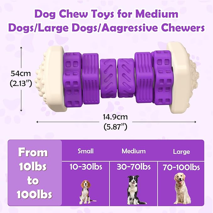 RUXAN Chew Toys for Dogs, Dog Toys Chewers, Chew Toys for Dogs, Tough Interactive Dog Toy, Dog Toys to Keep Them Busy (Purple)