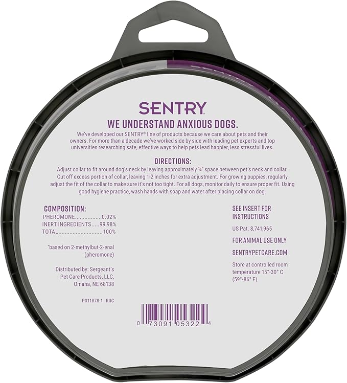 SENTRY PET CARE Sentry Calming Collar For Dogs, Anxiety Reducing Pheromone Collar, Releases Pheromones for 30 Days, Helps Calm During Loud Noises and Separation, 3 Count